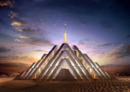 Fachadas de pirámides hechas con carbono neutral